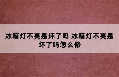 冰箱灯不亮是坏了吗 冰箱灯不亮是坏了吗怎么修